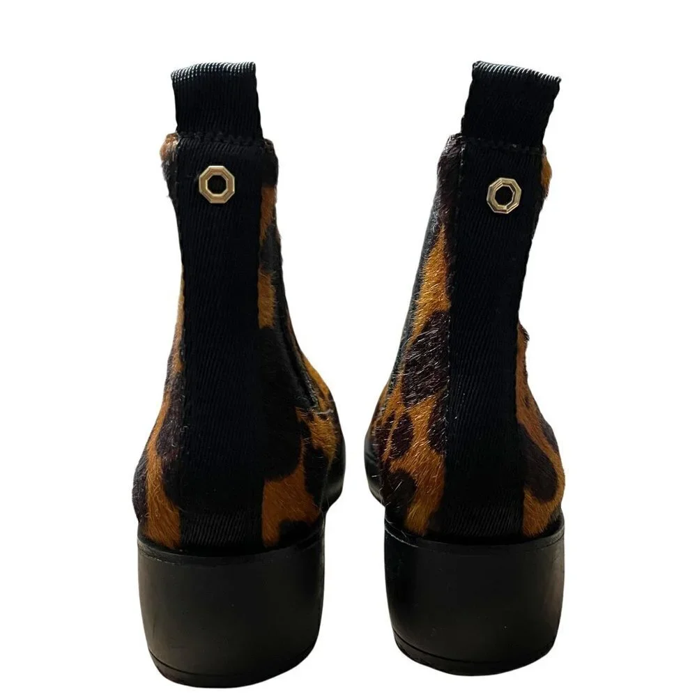 Louise Et Cie Women's EUC Zareb Leopard Cow Hair Fur Y2K Platform Boots Size 7.5